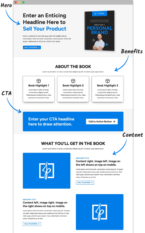 JP Blocks Landing Page Free Templates Mockup
